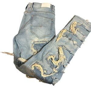 Women's Straight Leg Jeans - Light Blue